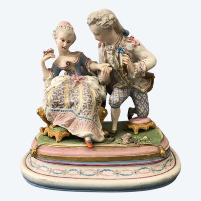 Late 19th century cookie porcelain subject, romantic group
