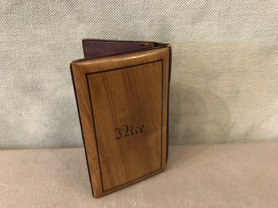 Antique 19th century inlaid wood cardholder