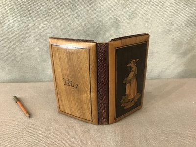 Antique 19th century inlaid wood cardholder
