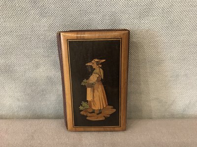 Antique 19th century inlaid wood cardholder