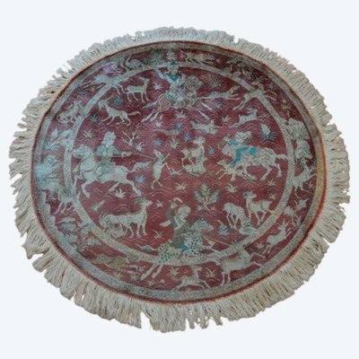 Tappeto rotondo Ghom (Iran) - Seta - 101 cm