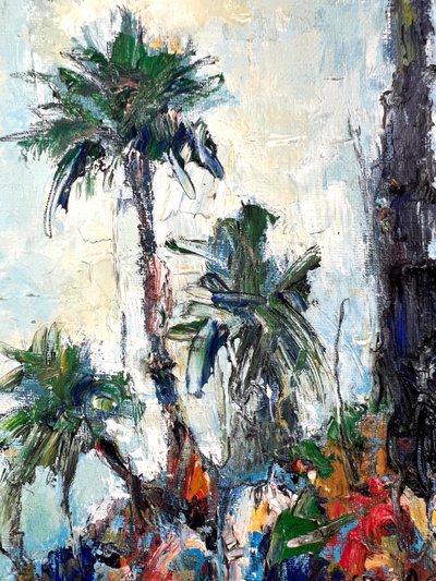 View of Menton from the Italian border - Oil on canvas signed André Suzanne - 1971