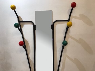 Black iron coat rack, 1970s, after Roger Ferraud