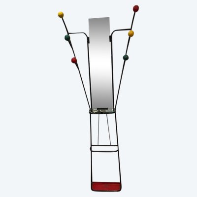 Black iron coat rack, 1970s, after Roger Ferraud