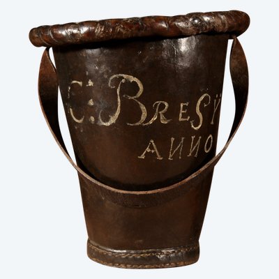  Dutch fire bucket in high-quality leather, dated 1776.