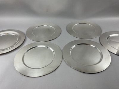  Assiettes de présentation en métal argenté 