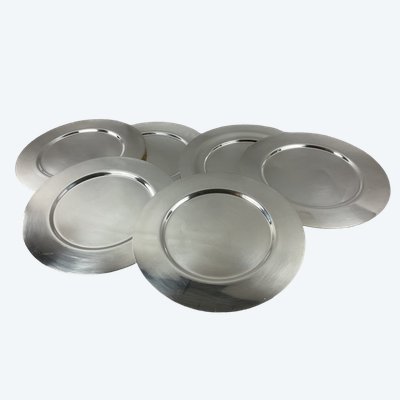  Assiettes de présentation en métal argenté 