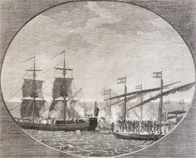 Antique engraving by Aliprandi Turkish brigands attacking Ferdinand I's ship 1606 maritime art