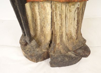 Large Polychrome Wooden Statue Saint Laurent Gril Cuisiniers 17th century