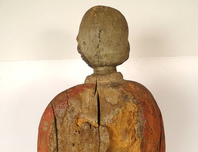 Large Polychrome Wooden Statue Saint Laurent Gril Cuisiniers 17th century