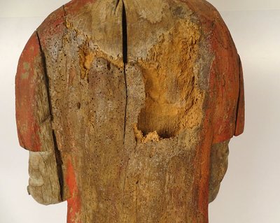 Large Polychrome Wooden Statue Saint Laurent Gril Cuisiniers 17th century