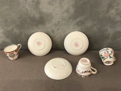 Set di 3 tazze da caffè in porcellana Minton del XIX secolo