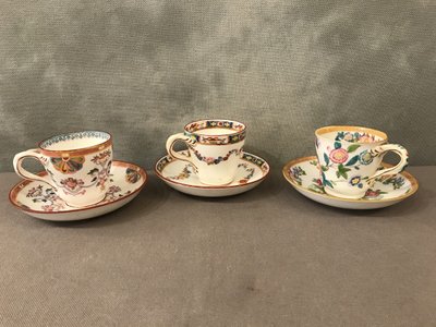 Set di 3 tazze da caffè in porcellana Minton del XIX secolo