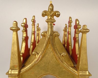 Châse Reliquaire Bois Doré Chapelle Gothique Saints Vincent Fleur Lys 19th century