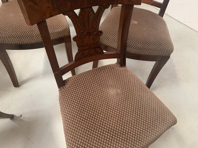 Suite of seven solid mahogany chairs XIX century