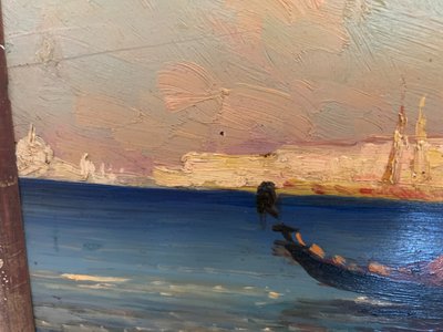 Oil on panel "View of the Grand Canal in Venice "20th century