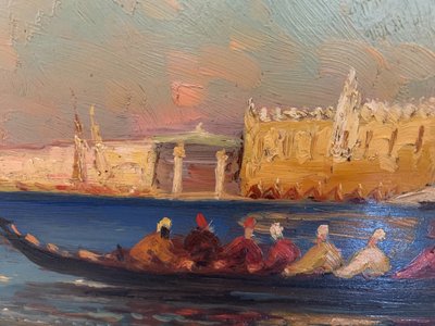 Oil on panel "View of the Grand Canal in Venice "20th century