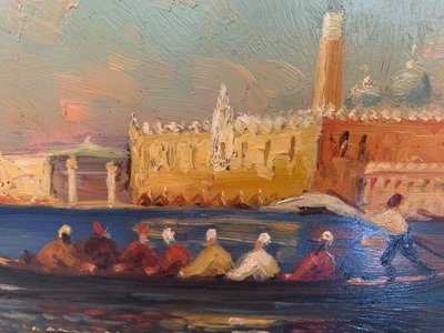 Oil on panel "View of the Grand Canal in Venice "20th century