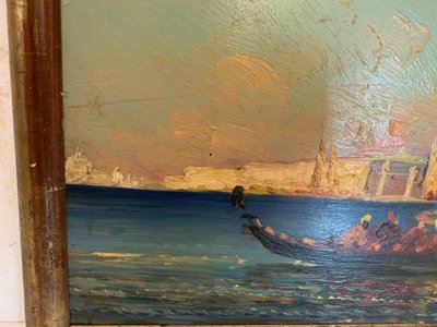 Oil on panel "View of the Grand Canal in Venice "20th century