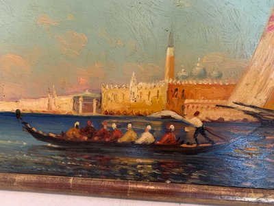 Oil on panel "View of the Grand Canal in Venice "20th century