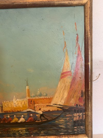 Oil on panel "View of the Grand Canal in Venice "20th century