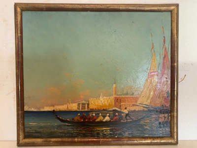 Oil on panel "View of the Grand Canal in Venice "20th century