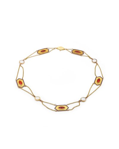 Collier draperie Premier Empire en or 18k, Collier ancien vers 1810, or émail, Bijou Ancien