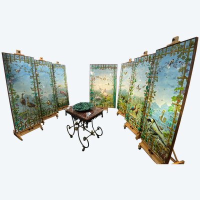 Creil Montereau, set of 8 ceramic panels