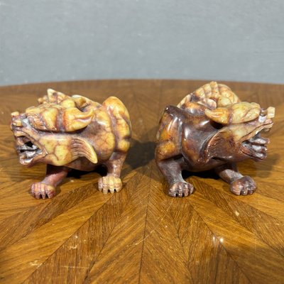 Pair of Soapstone Foo Dogs