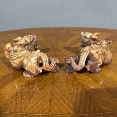 Pair of Soapstone Foo Dogs