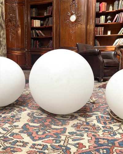 Three large opaline glass lamps