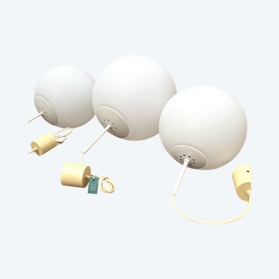 Three large opaline glass lamps