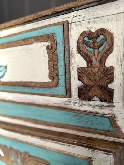 18th century Lorraine sideboard Louis XV patina with paint