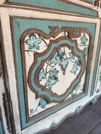 18th century Lorraine sideboard Louis XV patina with paint
