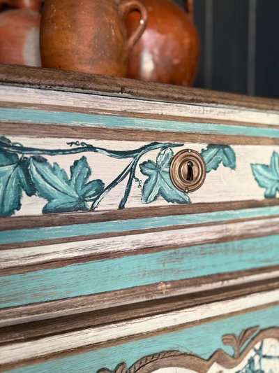 18th century Lorraine sideboard Louis XV patina with paint