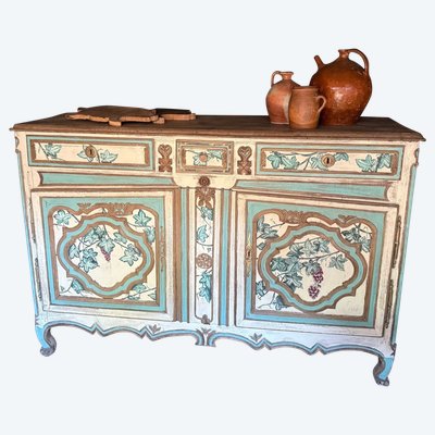 18th century Lorraine sideboard Louis XV patina with paint