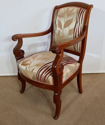  Paire de Fauteuils en Acajou de Cuba massif, époque Restauration – Début XIXe 