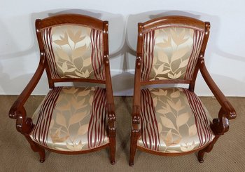  Paire de Fauteuils en Acajou de Cuba massif, époque Restauration – Début XIXe 
