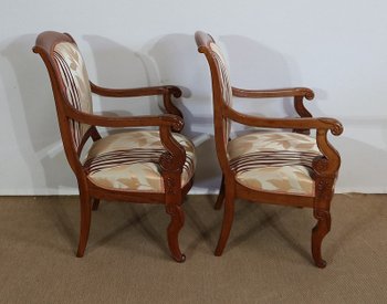  Paire de Fauteuils en Acajou de Cuba massif, époque Restauration – Début XIXe 
