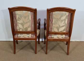  Paire de Fauteuils en Acajou de Cuba massif, époque Restauration – Début XIXe 
