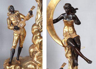 Bronzo inizio XX secolo, 73 cm, L. RAPHAEL, Pierrot