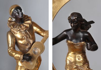 Bronzo inizio XX secolo, 73 cm, L. RAPHAEL, Pierrot