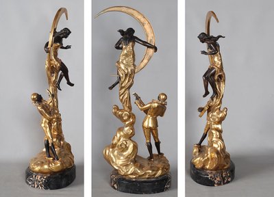 Bronzo inizio XX secolo, 73 cm, L. RAPHAEL, Pierrot