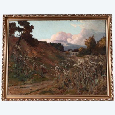 Schüler von Claude MONET: Léon BROQUET, Großes Gemälde 101 cm, XIX.
