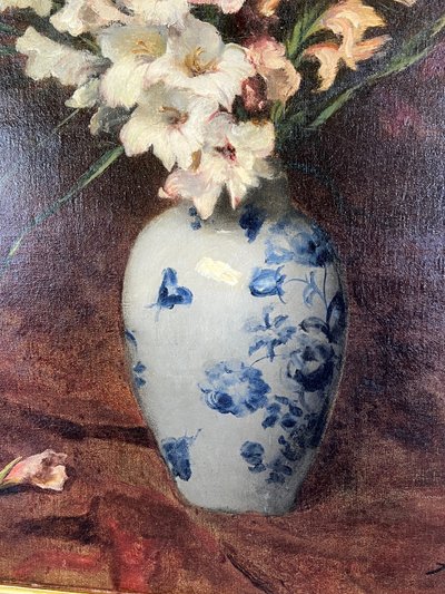 Ölgemälde Nature Morte Aux Fleurs , Aimé Perret (1846-1927)