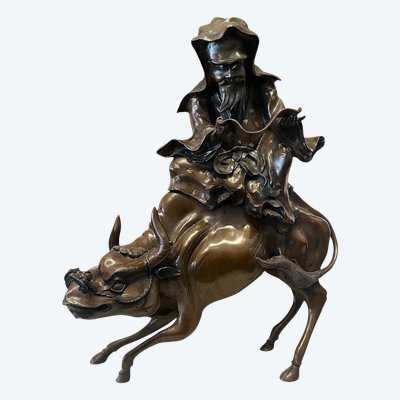 Importante scultura - Bronzo - Lao Tseu - Meiji - Giappone - XIX sec.