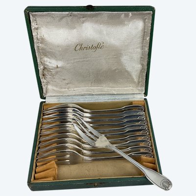 Twelve Vendome-style cake forks CHRISTOFLE