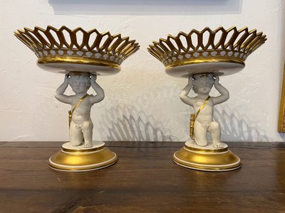 Pair Of Cups - Porcelain - Empire Period - France - XIX th C