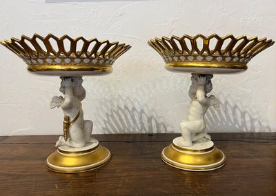 Pair Of Cups - Porcelain - Empire Period - France - XIX th C