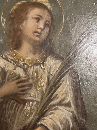 Gemälde - Öl Auf Kupfer - Die Heilige Katharina - 17.